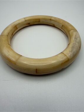 Vintage Natural Bone Segmented Bangle Bracelet Chunky Boho Artisan 2.75”